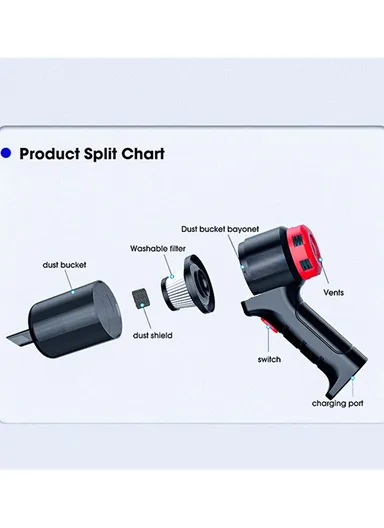 12V 5000Pa Handheld High-Power Car Vacuum Cleaner with Extended Nozzle for Deep Interior Cleaning