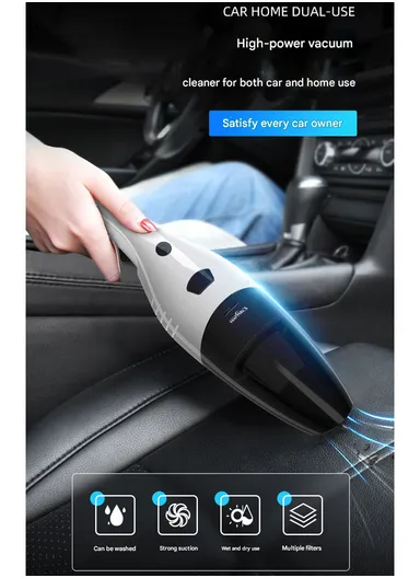 12V 4000Pa High-Power Wired Handheld Auto Vacuum with Multi-Nozzle Cleaning Set – C1652-1