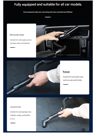 12V 4000Pa High-Power Wired Handheld Auto Vacuum with Multi-Nozzle Cleaning Set – C1652-1