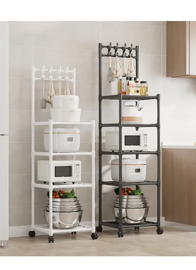 5-Tiers Freestanding Storage Rack with Multi Shelves, Slim Space-Saving Organizer  (W42 x D34 x H152)cm - Black