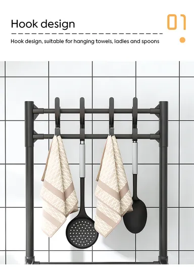 5-Tiers Freestanding Storage Rack with Multi Shelves, Slim Space-Saving Organizer  (W42 x D34 x H152)cm - Black