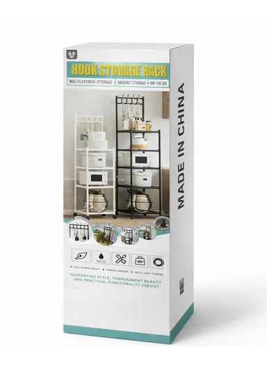 5-Tiers Freestanding Storage Rack with Multi Shelves, Slim Space-Saving Organizer  (W42 x D34 x H152)cm - Black