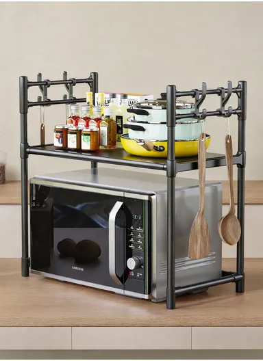 1-Tiers Versatile Multi-story Microwave and kitchen Storage Rack  (W59.5 x D33 x H50)cm - Black