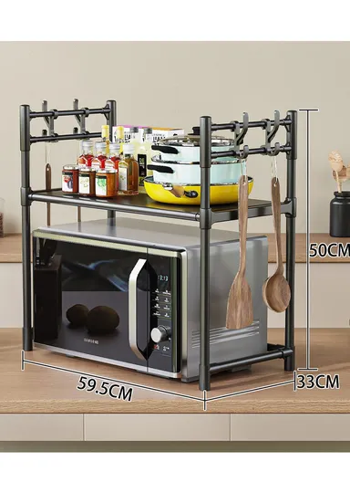 1-Tiers Versatile Multi-story Microwave and kitchen Storage Rack  (W59.5 x D33 x H50)cm - Black