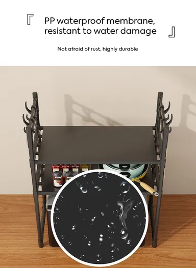 1-Tiers Versatile Multi-story Microwave and kitchen Storage Rack  (W59.5 x D33 x H50)cm - Black