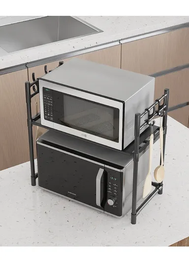 1-Tiers Versatile Multi-story Microwave and kitchen Storage Rack  (W59.5 x D33 x H50)cm - Black