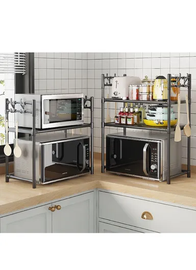 1-Tiers Versatile Multi-story Microwave and kitchen Storage Rack  (W59.5 x D33 x H50)cm - Black