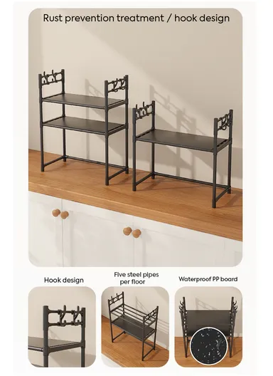 1-Tiers Versatile Multi-story Microwave and kitchen Storage Rack  (W59.5 x D33 x H50)cm - Black