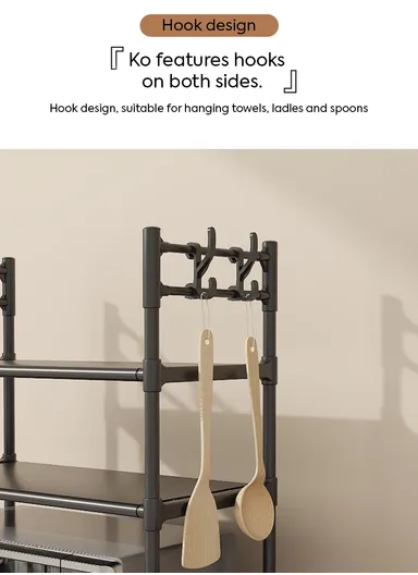 2-Tiers Versatile Multi-story Microwave and kitchen Storage Rack  (W59.5 x D33 x H72)cm - Black