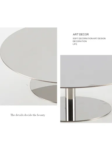 Stainless Steel Decorative Tray Mirror-Polished Dessert Stand with Sturdy Base, Modern Minimalist Design WX-S286 (D23 x H6)cm