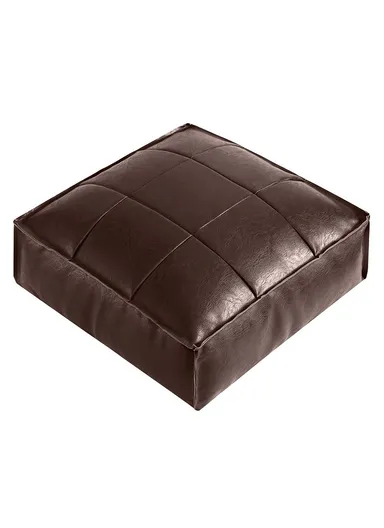 PU Leather Square Floor Cushion with EPP Filling, Waterproof &amp; Comfortable Seating Pouf (L45 × W45 × H15)cm - Dark Brown