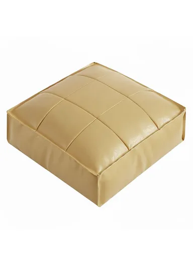 PU Leather Square Floor Cushion with EPP Filling, Waterproof &amp; Comfortable Seating Pouf (L45 × W45 × H15)cm - Metallic Gold