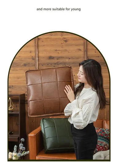 PU Leather Square Floor Cushion with EPP Filling, Waterproof &amp; Comfortable Seating Pouf (L45 × W45 × H15)cm - Camel