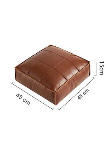 PU Leather Square Floor Cushion with EPP Filling, Waterproof &amp; Comfortable Seating Pouf (L45 × W45 × H15)cm - Camel
