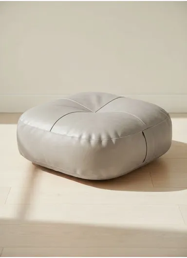 Comfort Square Rounded Floor Cushion with EPP Filling, Waterproof &amp; Durable Seating Pillow (W40 × H6)cm - Light Grey