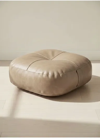 Comfort Square Rounded Floor Cushion with EPP Filling, Waterproof &amp; Durable Seating Pillow (W40 × H6)cm - Beige