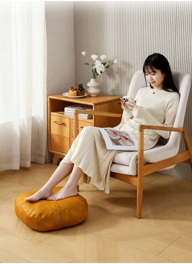 Comfort Square Rounded Floor Cushion with EPP Filling, Waterproof &amp; Durable Seating Pillow (W40 × H6)cm - Beige