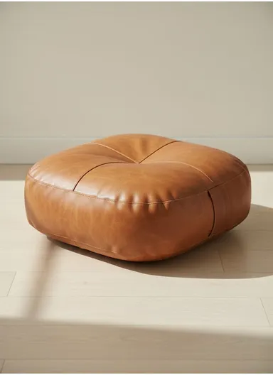 Comfort Square Rounded Floor Cushion with EPP Filling, Waterproof &amp; Durable Seating Pillow (W40 × H6)cm - Brown