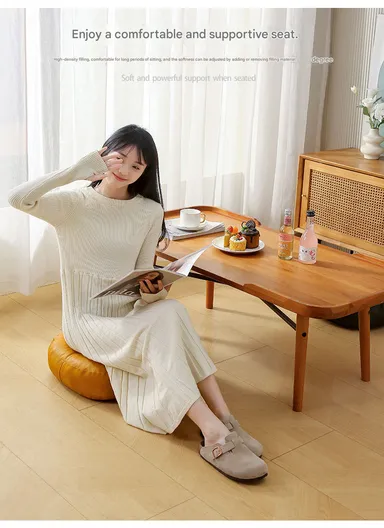 Comfort Square Rounded Floor Cushion with EPP Filling, Waterproof &amp; Durable Seating Pillow (W40 × H6)cm - Brown