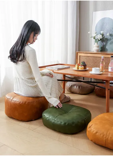 Comfort Square Rounded Floor Cushion with EPP Filling, Waterproof &amp; Durable Seating Pillow (W40 × H6)cm - Brown