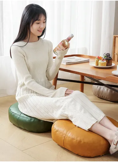 Comfort Square Rounded Floor Cushion with EPP Filling, Waterproof &amp; Durable Seating Pillow (W40 × H6)cm - Brown