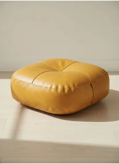 Comfort Square Rounded Floor Cushion with EPP Filling, Waterproof &amp; Durable Seating Pillow (W40 × H6)cm - Yellow