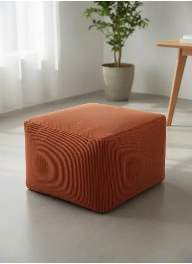 Corduroy Square Floor Cushion with EPP Filling &amp; Carry Handle (L40 × W40 × H30)cm – Camel