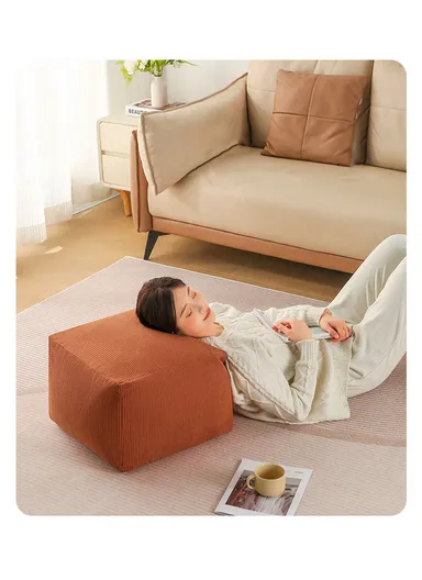 Corduroy Square Floor Cushion with EPP Filling &amp; Carry Handle (L40 × W40 × H30)cm – Camel