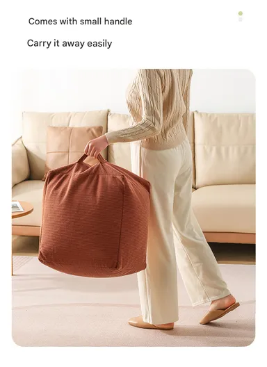 Corduroy Square Floor Cushion with EPP Filling &amp; Carry Handle (L40 × W40 × H30)cm – Camel