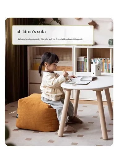 Corduroy Square Floor Cushion with EPP Filling &amp; Carry Handle (L40 × W40 × H30)cm – Yellow