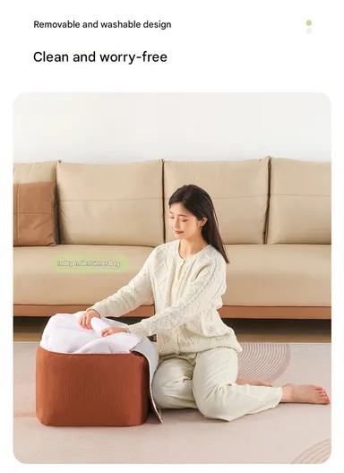 Corduroy Square Floor Cushion with EPP Filling &amp; Carry Handle (L40 × W40 × H30)cm – Yellow