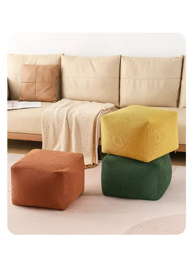 Corduroy Square Floor Cushion with EPP Filling &amp; Carry Handle (L40 × W40 × H30)cm – Grey