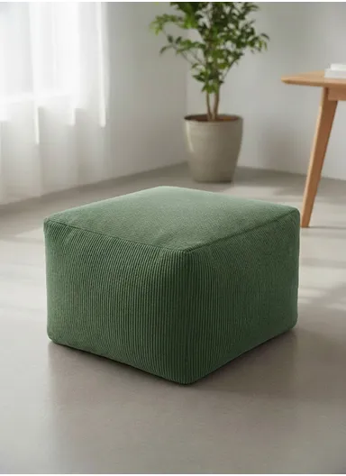 Corduroy Square Floor Cushion with EPP Filling &amp; Carry Handle (L40 × W40 × H30)cm – Green