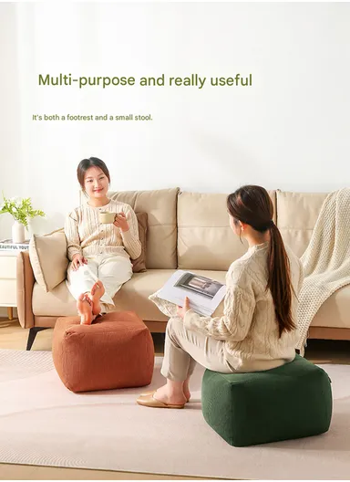 Corduroy Square Floor Cushion with EPP Filling &amp; Carry Handle (L40 × W40 × H30)cm – Green