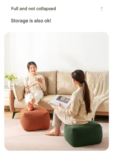 Corduroy Square Floor Cushion with EPP Filling &amp; Carry Handle (L40 × W40 × H30)cm – Green