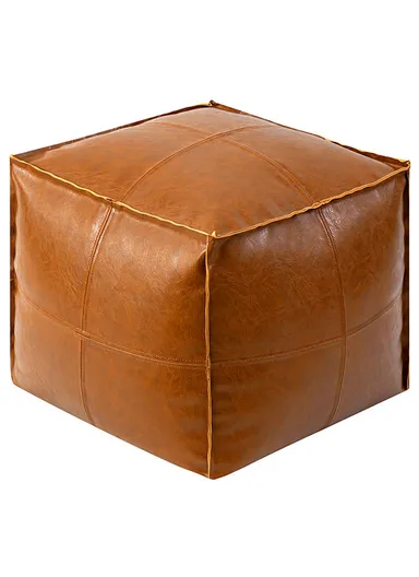 Comfort PU Leather Square Seating Cushion with Durable EPP Filling &amp; Waterproof Surface - Camel