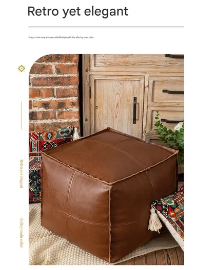 Comfort PU Leather Square Seating Cushion with Durable EPP Filling &amp; Waterproof Surface - Camel