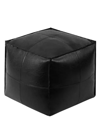 Comfort PU Leather Square Seating Cushion with Durable EPP Filling &amp; Waterproof Surface - Black