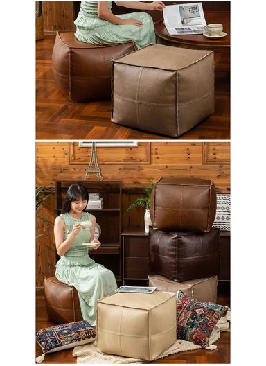 Comfort PU Leather Square Seating Cushion with Durable EPP Filling &amp; Waterproof Surface - Black