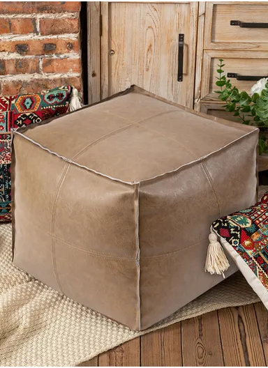Comfort PU Leather Square Seating Cushion with Durable EPP Filling &amp; Waterproof Surface - Brown
