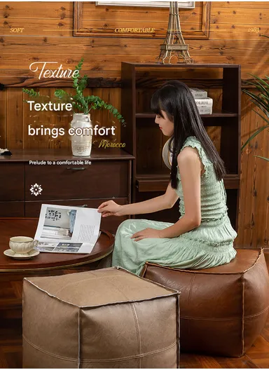 Comfort PU Leather Square Seating Cushion with Durable EPP Filling &amp; Waterproof Surface - Brown