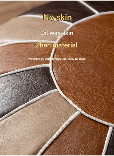 Comfort PU Leather Round Seating Cushion with Carry Handle &amp; Waterproof Surface – Brown