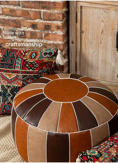 Comfort PU Leather Round Seating Cushion with Carry Handle &amp; Waterproof Surface – Brown