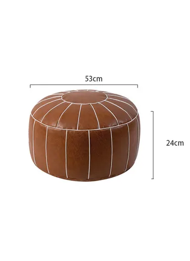 Comfort PU Leather Round Seating Cushion with Carry Handle &amp; Waterproof Surface – Brown