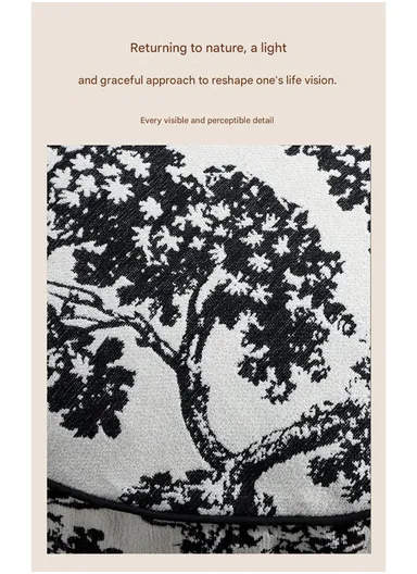 Square Floor Pouf Cushion with Leaf Print &amp; EPP Filling (L45 × W45 × H25)cm - Black &amp; White