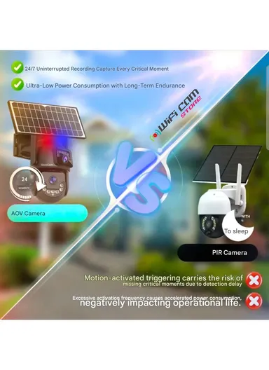 6.0MP DUAL-LENS DUAL CAMERA Smart Wi-Fi Solar Security PTZ Camera with Full Color Night Vision, AI Human Detection &amp; 24/7 Monitoring (APP: V380 Pro) QL99