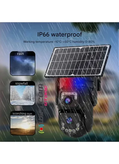 6.0MP DUAL-LENS DUAL CAMERA Smart Wi-Fi Solar Security PTZ Camera with Full Color Night Vision, AI Human Detection &amp; 24/7 Monitoring (APP: V380 Pro) QL99