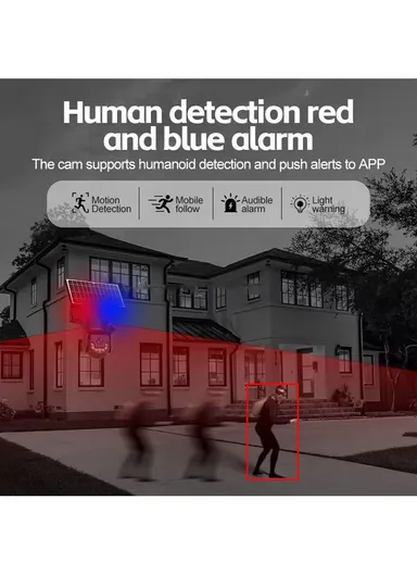 6.0MP DUAL-LENS DUAL CAMERA Smart Wi-Fi Solar Security PTZ Camera with Full Color Night Vision, AI Human Detection &amp; 24/7 Monitoring (APP: V380 Pro) QL99