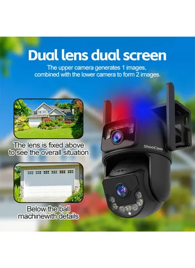 6.0MP DUAL-LENS DUAL CAMERA Smart Wi-Fi Solar Security PTZ Camera with Full Color Night Vision, AI Human Detection &amp; 24/7 Monitoring (APP: V380 Pro) QL99