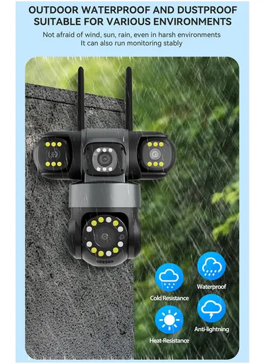 THREE-CAMERA THREE-SCREEB 2.0MP 3-Lens PTZ Wi-Fi Security Camera (App: V380 Pro) QD20